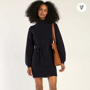 Lulu’s Navy Mock Neck Seater Dress XS